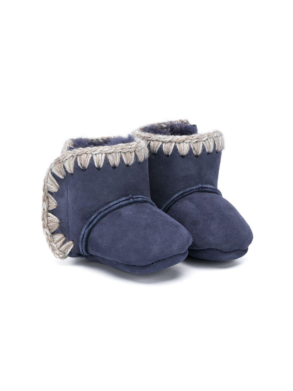 Stivali con cuciture a contrasto per neonata Mou Kids blu con punta tonda – Accessorio premium elegante