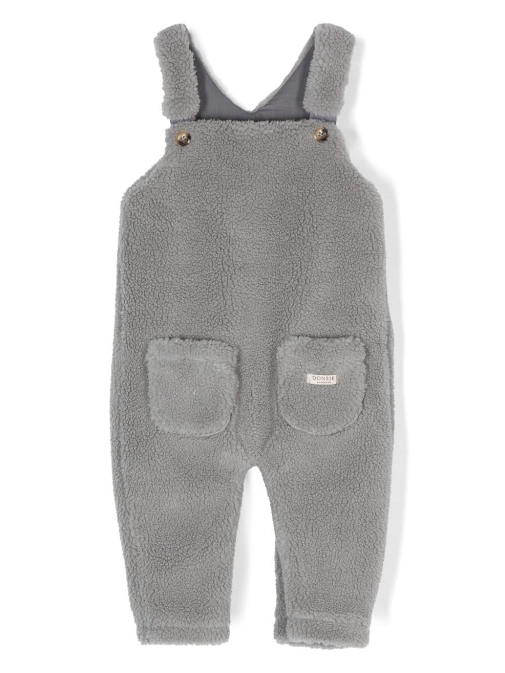 Salopette per neonati Donsje Malur grigio con design in finta pelliccia – Accessorio premium elegante