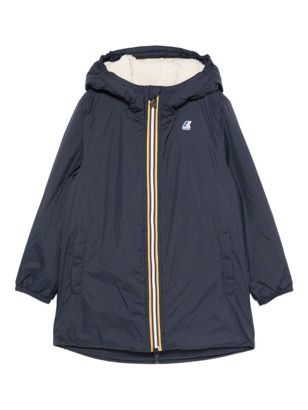 Giacca per bambino K Way Kids blu con cappuccio e zip frontale – Accessorio premium elegante
