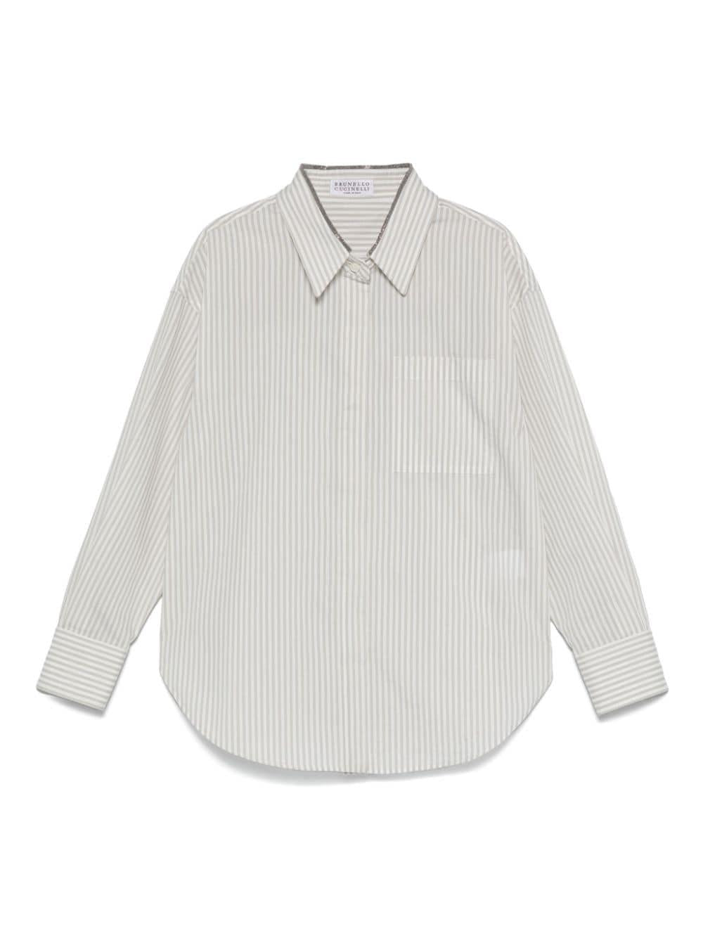 Camicia per bambina Brunello Cucinelli Kids a righe bianco e grigio – Accessorio premium elegante