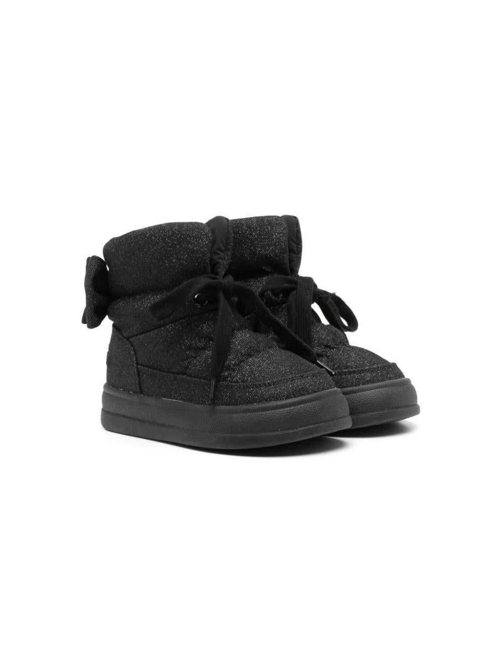 Stivali per bambina Monnalisa nero con design imbottito con glitter – Accessorio premium elegante