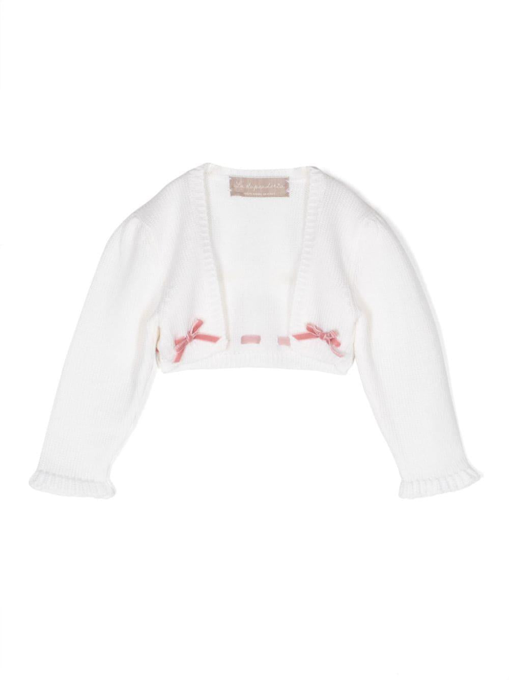Cardigan crop per neonata La Stupenderia bianco con fiocco – Accessorio premium elegante