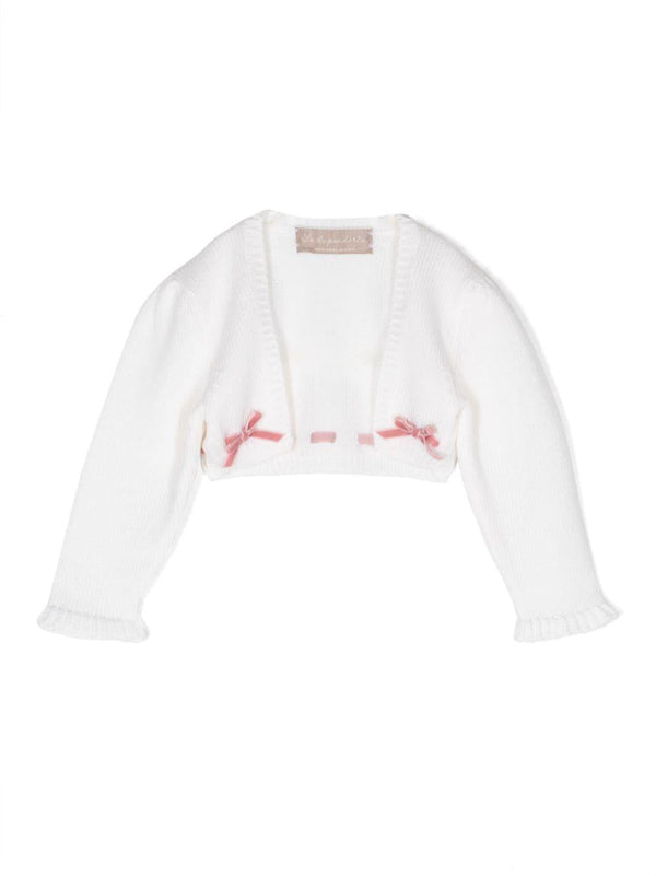 Cardigan crop per neonata La Stupenderia bianco con fiocco – Accessorio premium elegante