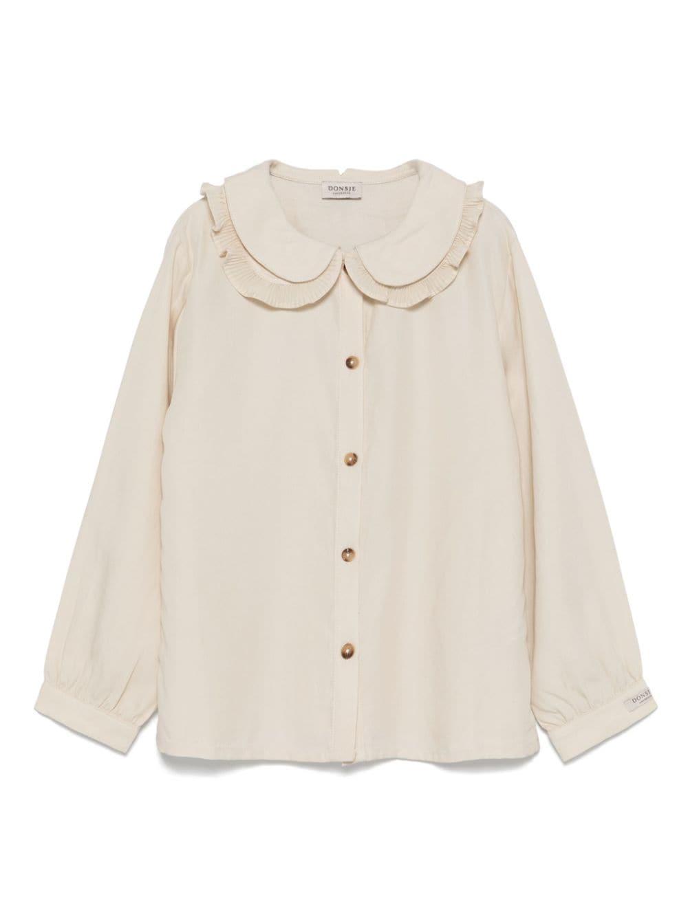 Camicia di piastrelle per bambina Donsje beige con polsini con bottoni – Accessorio premium elegante