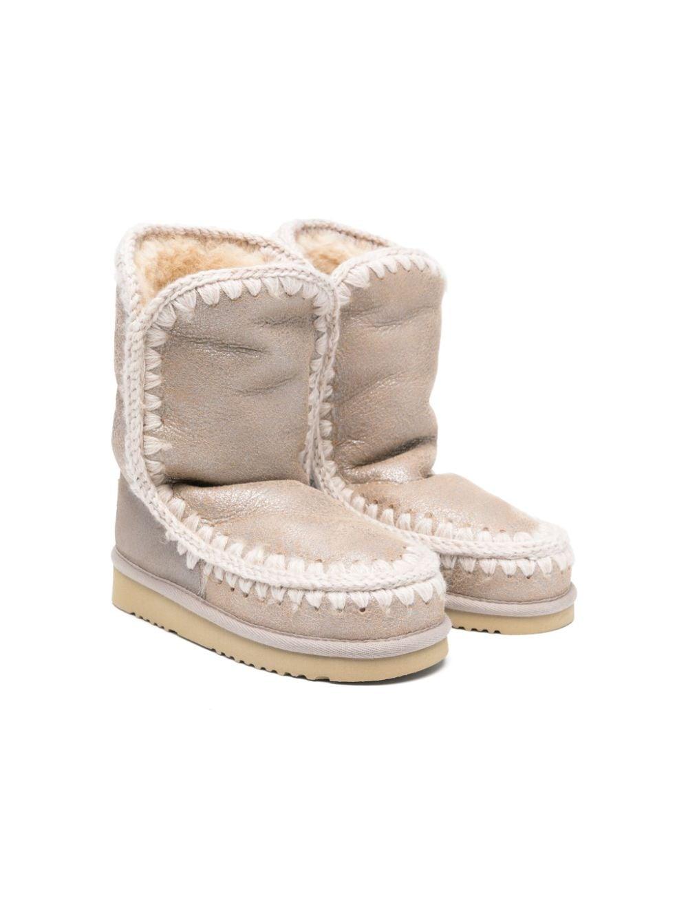 Stivaletti Eskimo per bambina Mou Kids beige con effetto metalizzato – Accessorio premium elegante