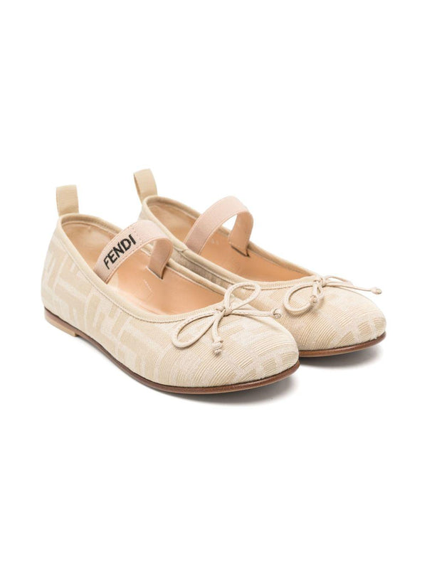 Ballerine per bambina Fendi Kids beige con motivo FF – Accessorio premium elegante