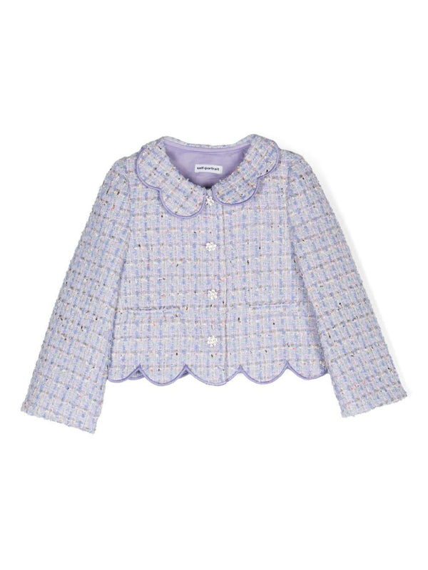 Giacca in tweed con collo a smerlo – Accessorio premium elegante