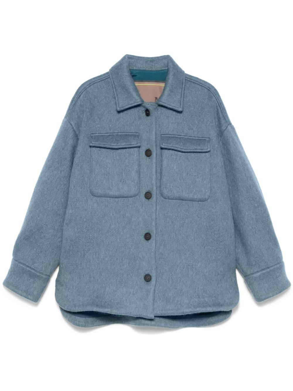 Giacca per donna The M Gladis azzurro con effetto spazzolato – Accessorio premium elegante