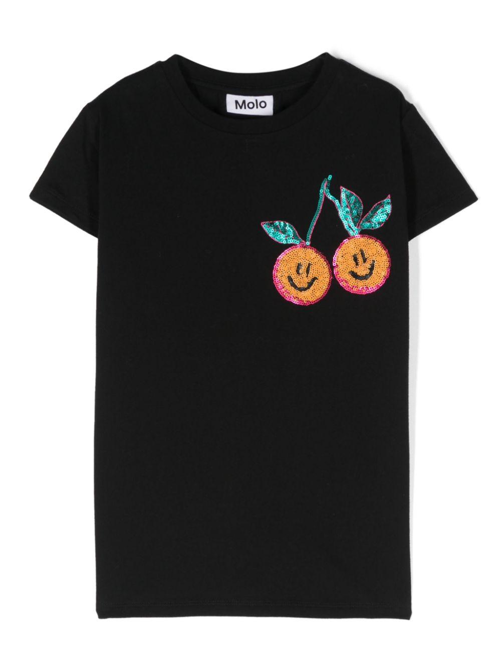T-shirt per bambina Molo Ranva nero con paillettes – Accessorio premium elegante