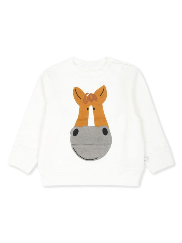 Felpa per neonato Stella McCartney Kids Horse Graphic bianco con motivo equestre – Accessorio premium elegante
