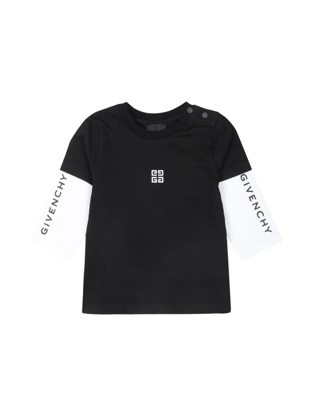 T-shirt per neonati Givenchy Kids nero con stampa 4G e logo sulla manica – Accessorio premium elegante