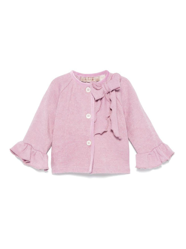 Cardigan con fiocco per neonata La Stupenderia rosa con girocollo – Accessorio premium elegante