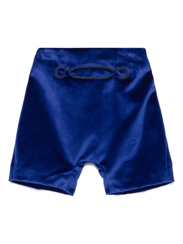 Shorts per neonato Jesurum Baby blu in velluto con bottoni decorativi – Accessorio premium elegante
