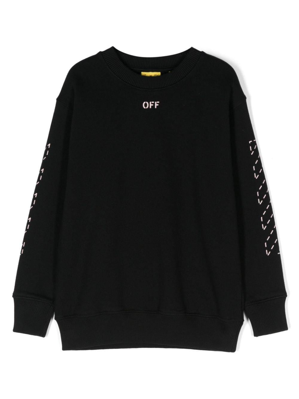Felpa Arrow per bambina Off-White Kids nero con maniche lunghe – Accessorio premium elegante