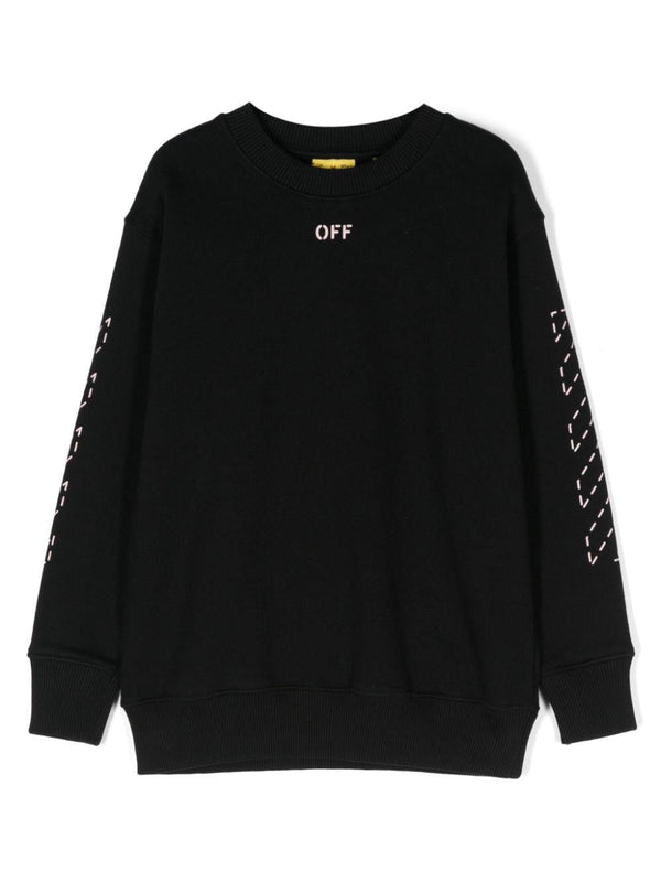Felpa Arrow per bambina Off-White Kids nero con maniche lunghe – Accessorio premium elegante