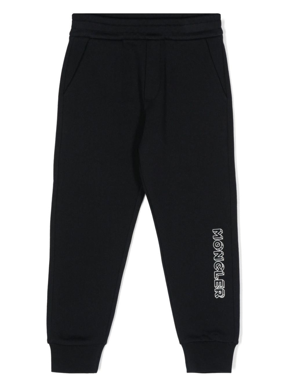 Pantaloni da tuta con stampa logo per bambino Moncler Enfant blu con toppa – Accessorio premium elegante