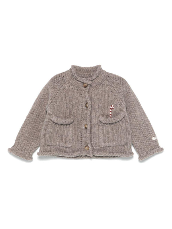 Cardigan chiaro per neonato Donsje grigio con collo finto – Accessorio premium elegante