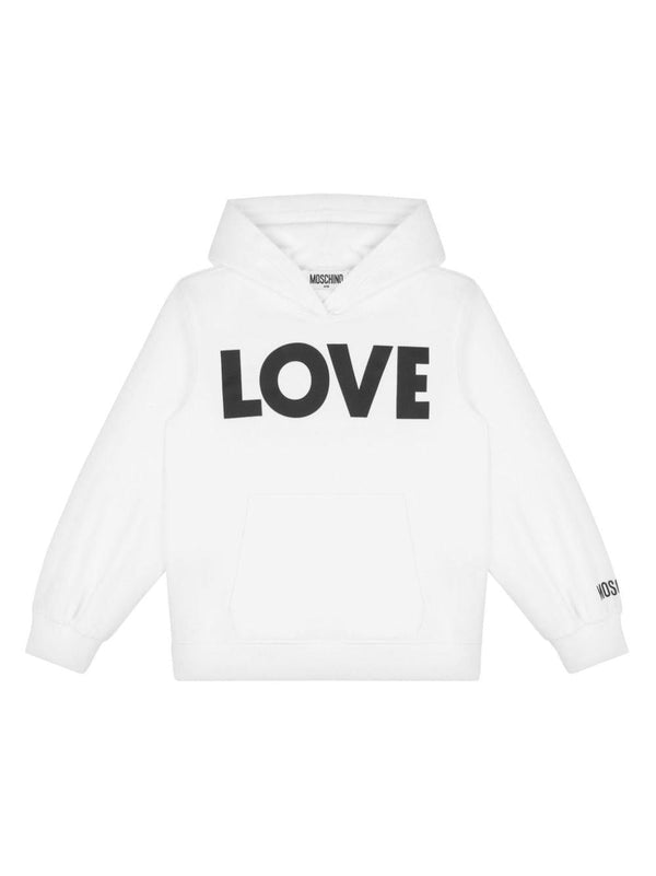 Felpa per bambina Moschino Kids bianco con polsini a coste – Accessorio premium elegante