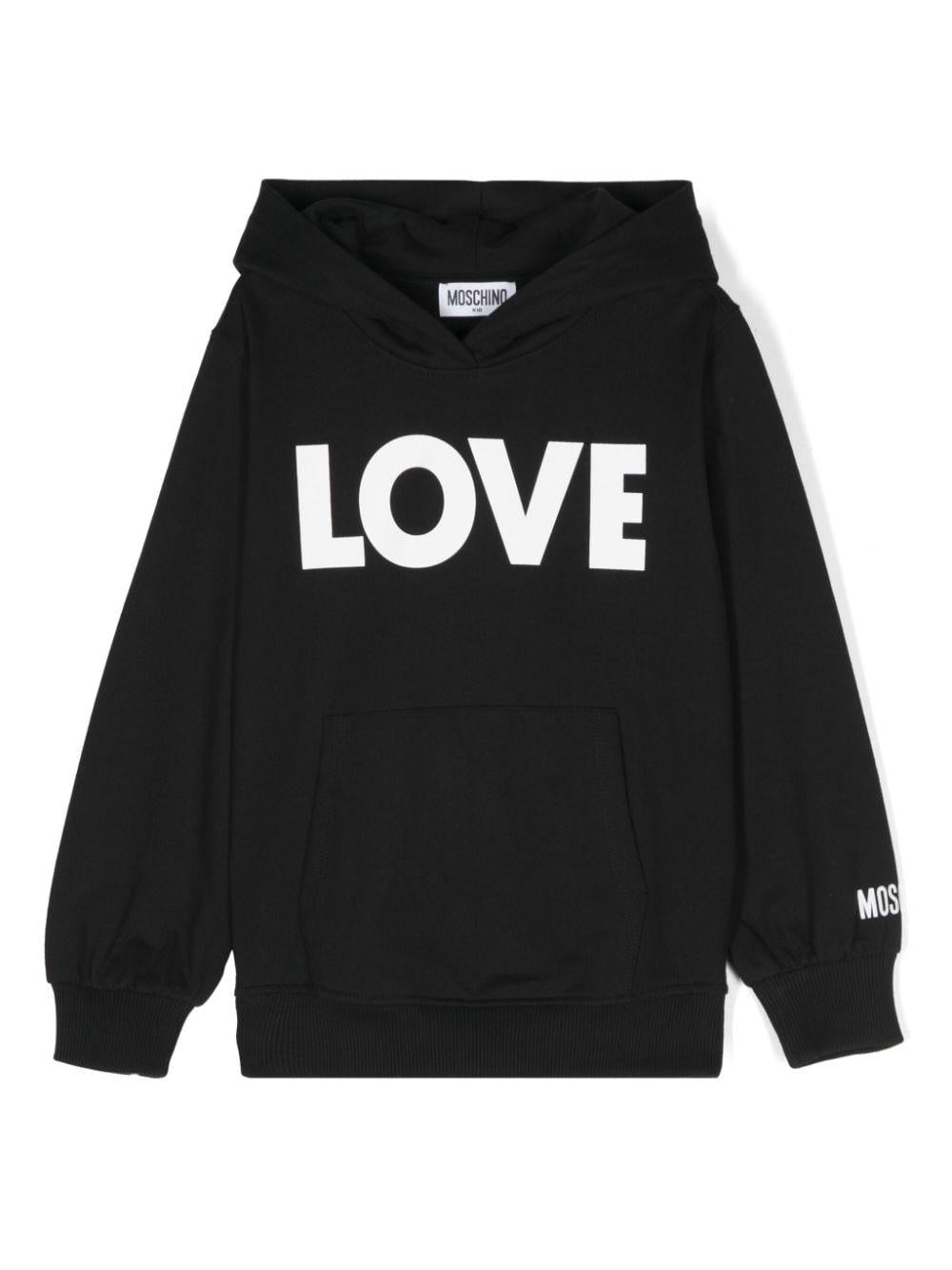 Felpa per bambina Moschino Kids nero con polsini a coste – Accessorio premium elegante