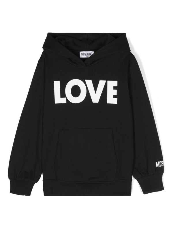 Felpa per bambina Moschino Kids nero con polsini a coste – Accessorio premium elegante