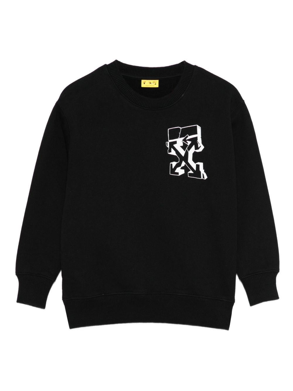 Felpa per bambino Off-White Kids nera con logo stampato – Accessorio premium elegante
