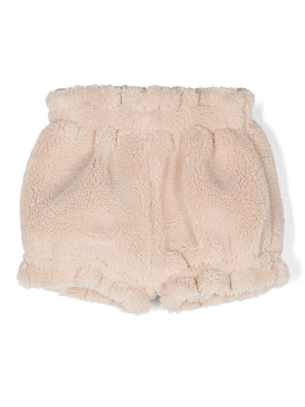 Pantaloncini per neonati Donsje Venne beige in finta pelliccia – Accessorio premium elegante
