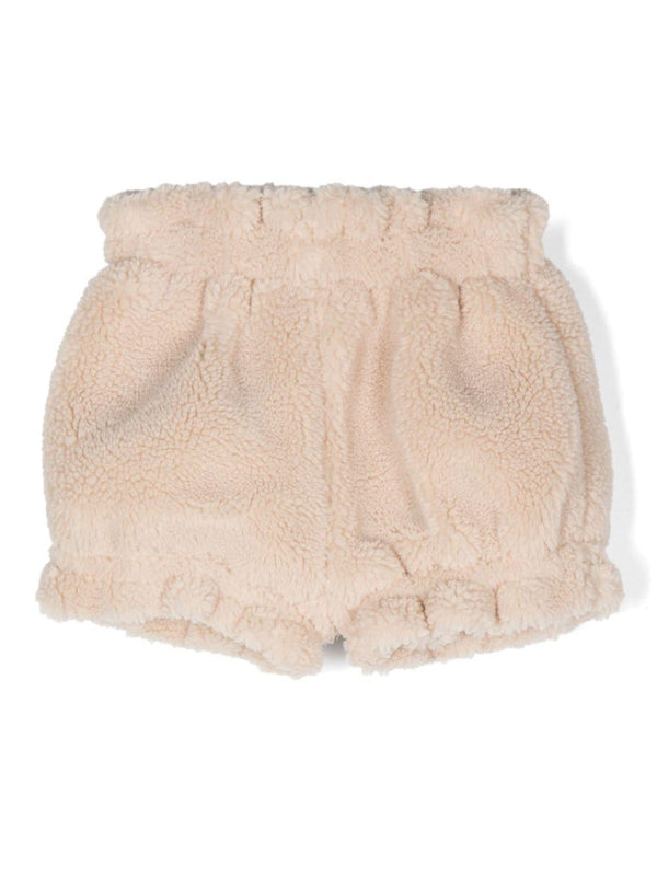 Pantaloncini per neonati Donsje Venne beige in finta pelliccia – Accessorio premium elegante