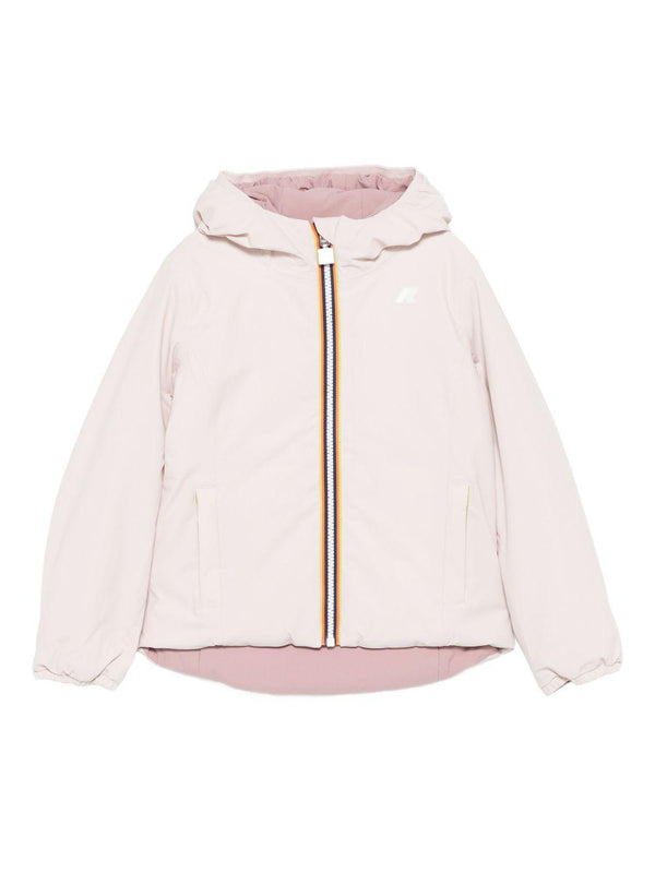 Giubbino per bambina K-Way Kids rosa con cappuccio classico – Accessorio premium elegante