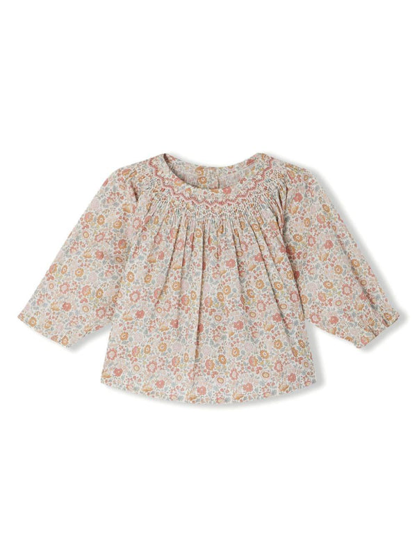 Blusa a fiori per neonata Bonpoint rosa con scollo rotondo – Accessorio premium elegante