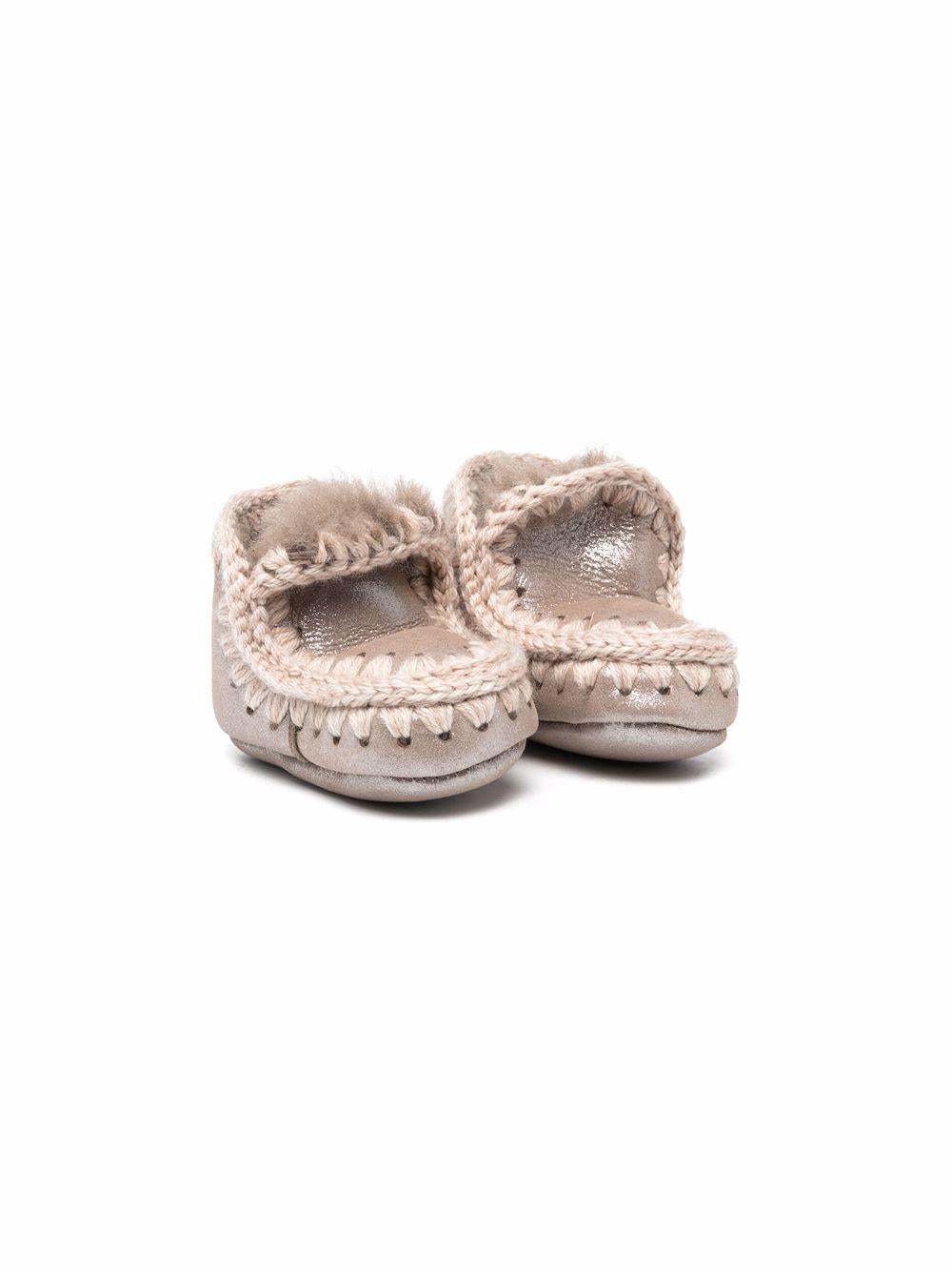 Stivali Eskimo per neonati Mou Kids beige con effetto metallizzato – Accessorio premium elegante