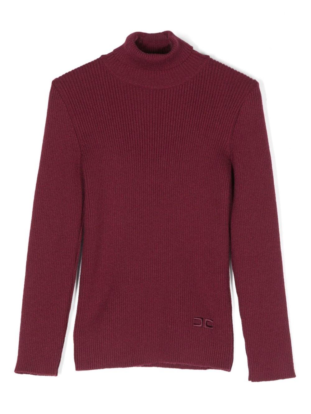 Maglione con logo a intarsi per bambina Elisabetta Franchi La Mia Bambina bianco con collo alto – Accessorio premium elegante