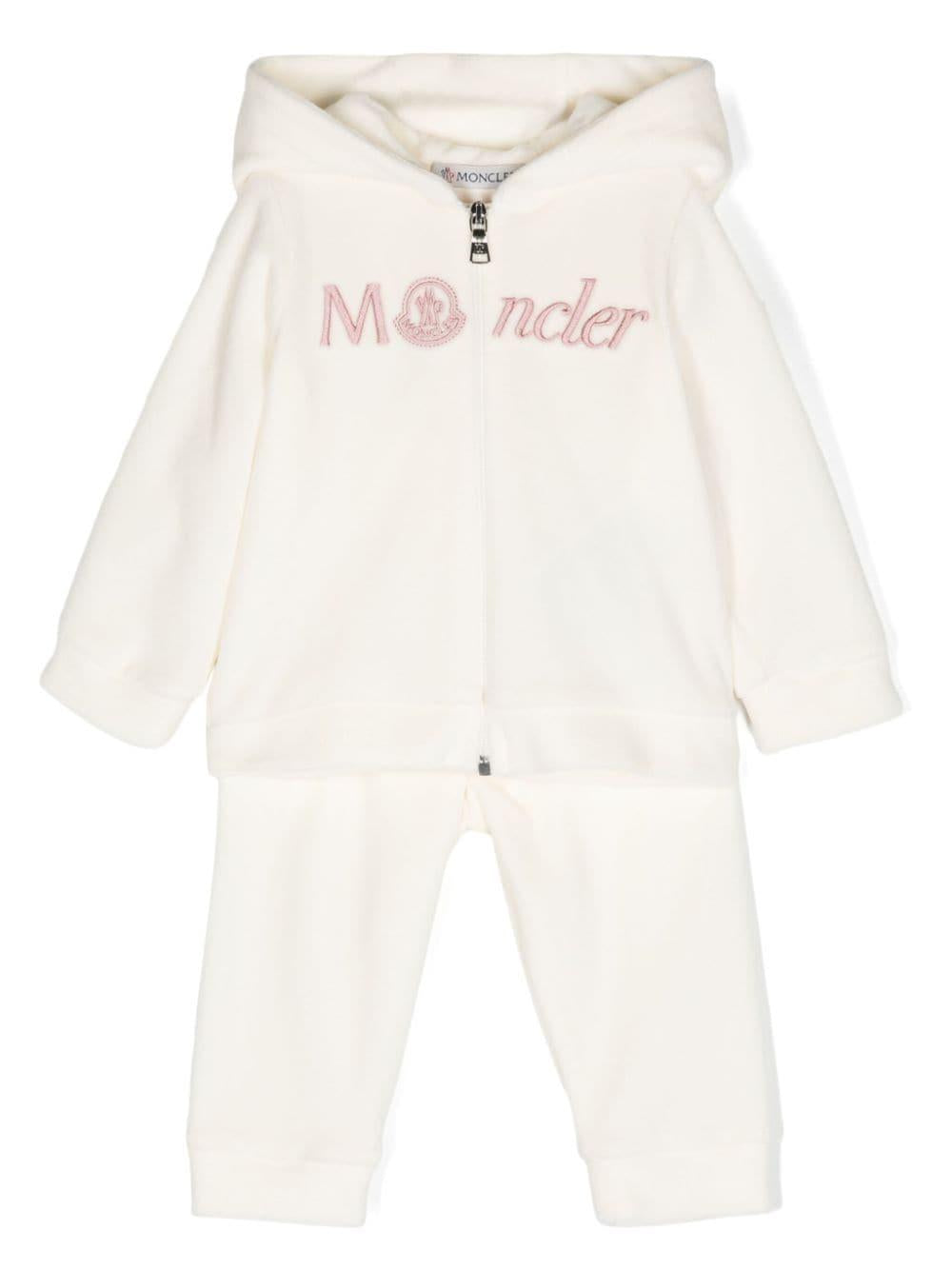 Tuta sportiva con ricamo per neonata Moncler Enfant con trama in rilievo effetto ciniglia – Accessorio premium elegante