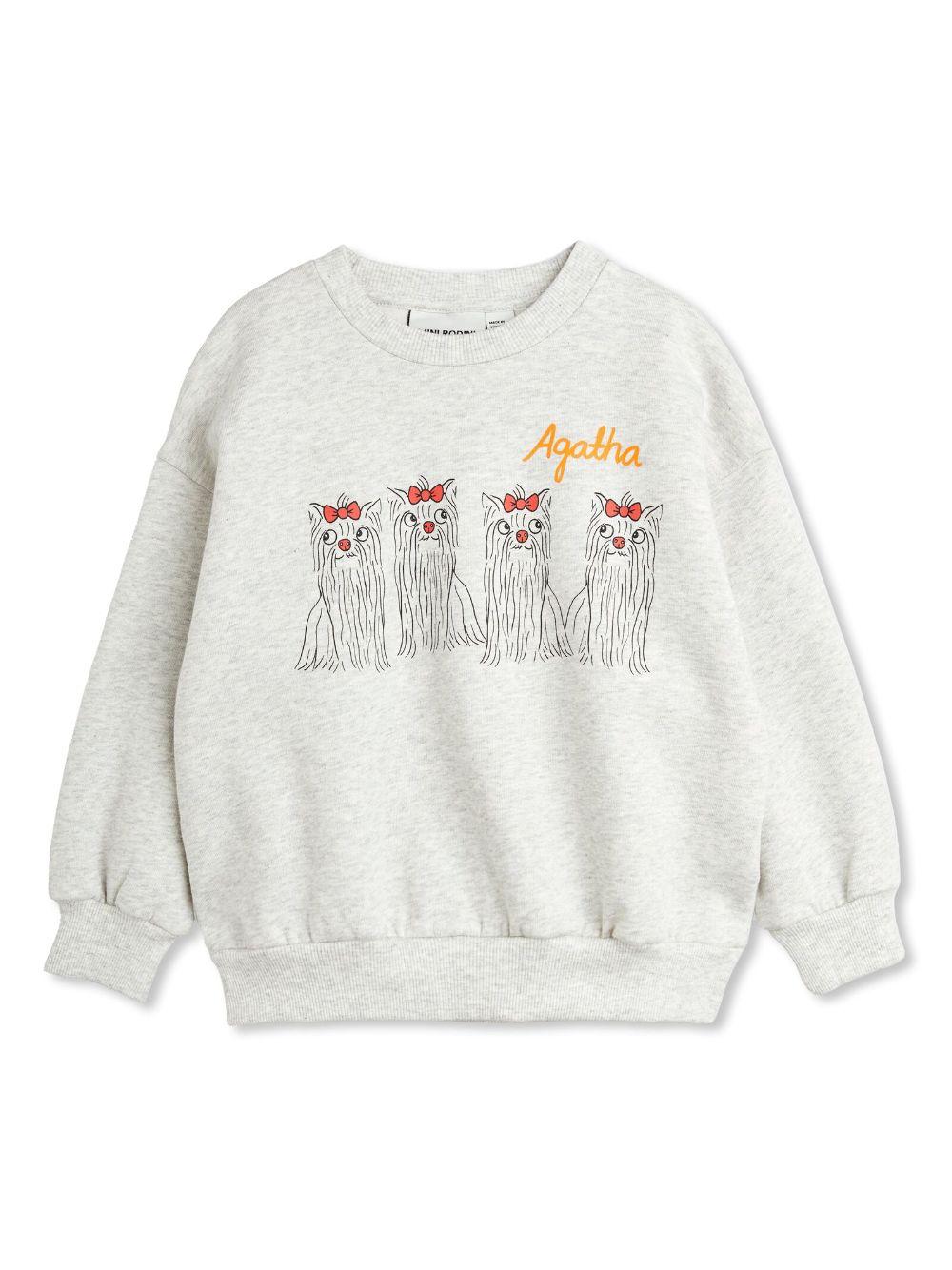 Felpa per bambina Mini Rodini Agatha Dogs grigio – Accessorio premium elegante