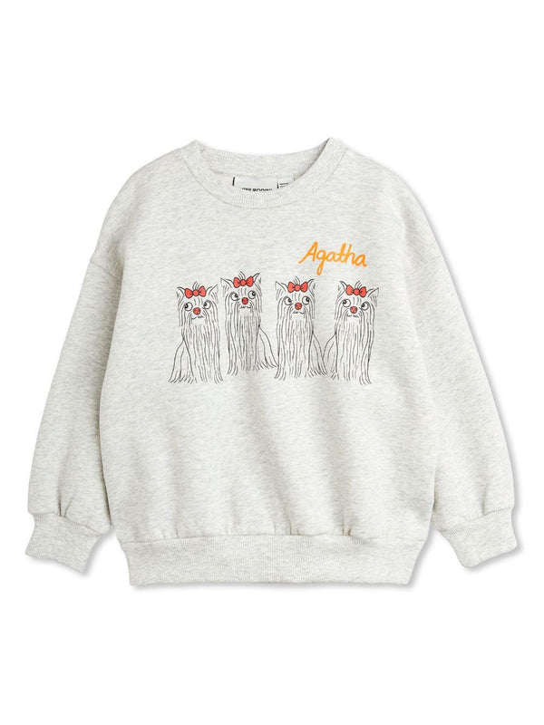 Felpa per bambina Mini Rodini Agatha Dogs grigio – Accessorio premium elegante