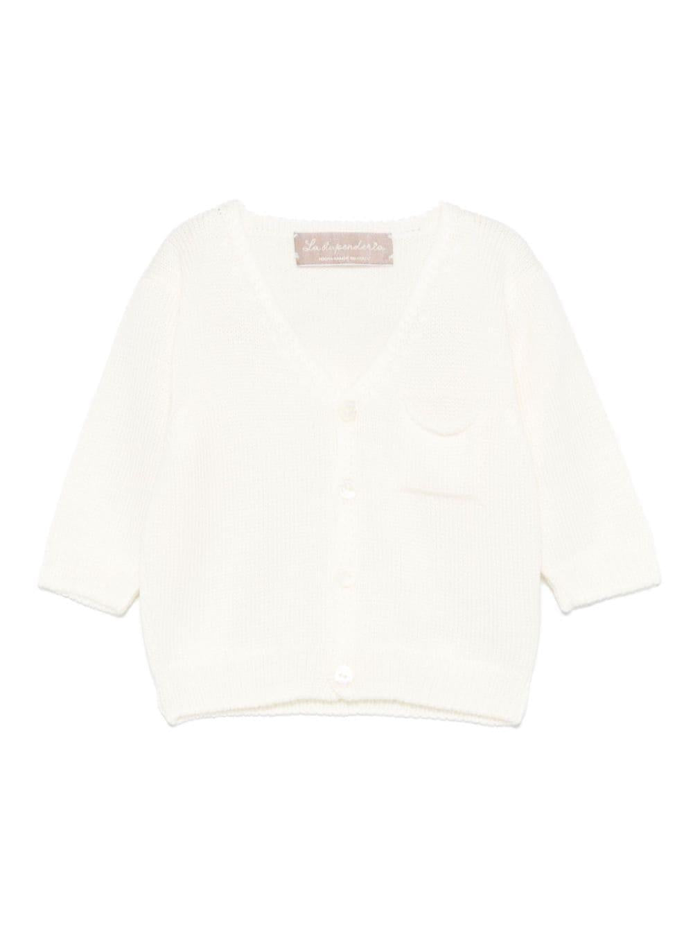Cardigan per neonato La Stupenderia bianco con design lavorato a maglia – Accessorio premium elegante
