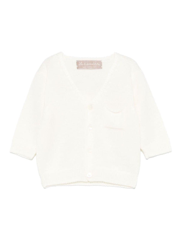 Cardigan per neonato La Stupenderia bianco con design lavorato a maglia – Accessorio premium elegante