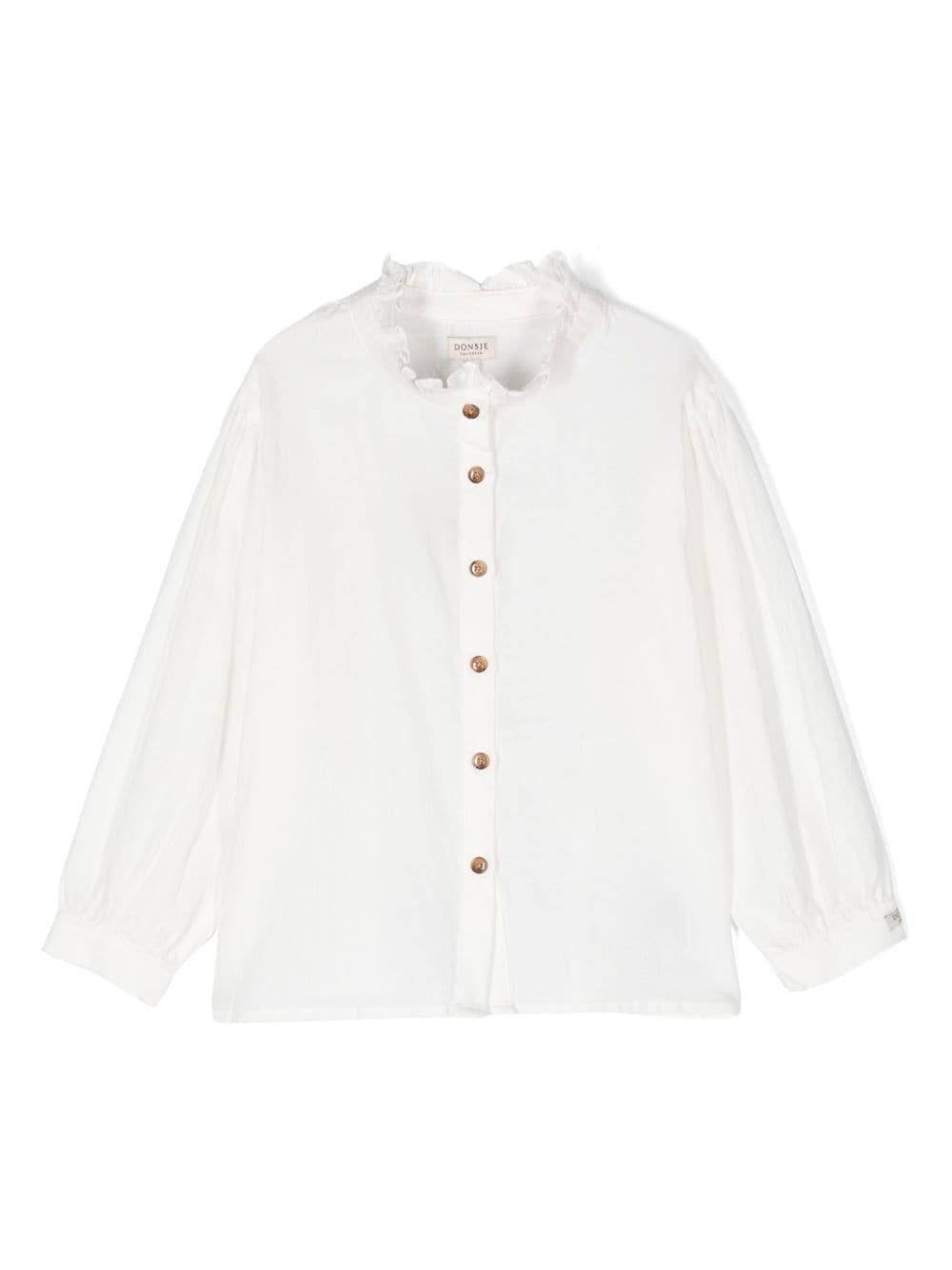 Camicia per bambina Donsje Fini bianco con colletto con increspature – Accessorio premium elegante