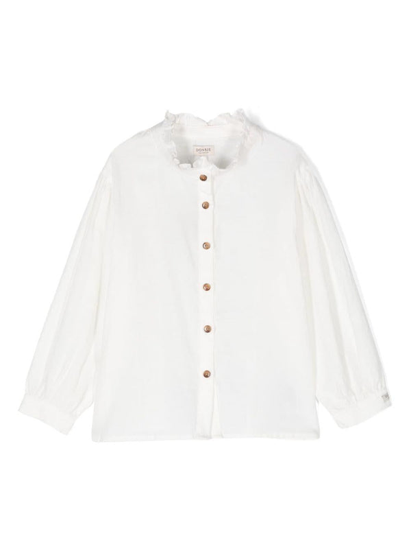 Camicia per bambina Donsje Fini bianco con colletto con increspature – Accessorio premium elegante