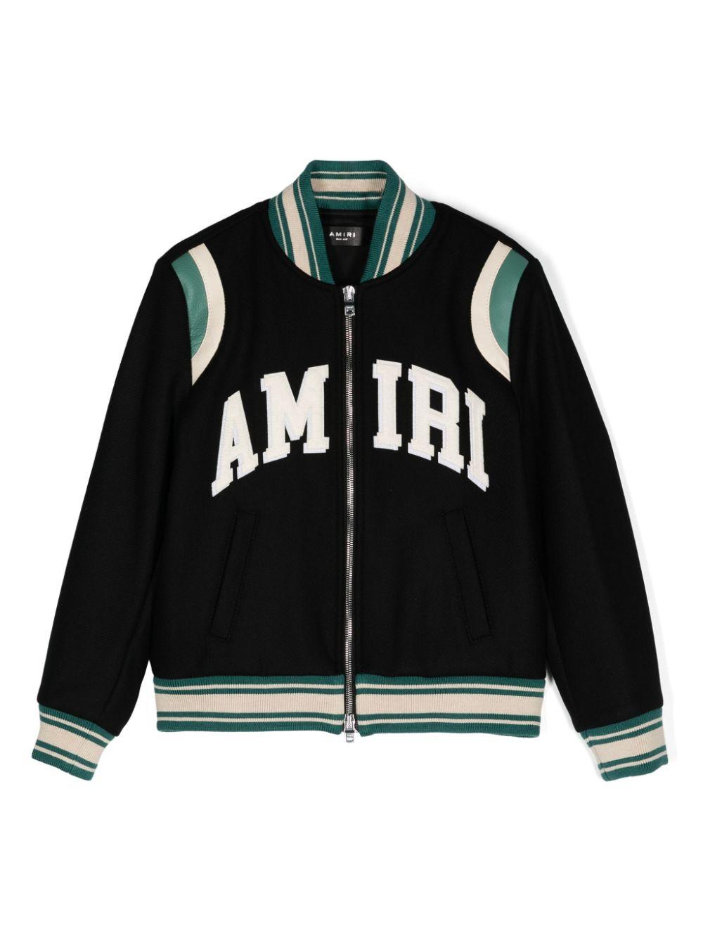 Bomber per bambino Amiri Kids nero con applicazione frontale con logo – Accessorio premium elegante