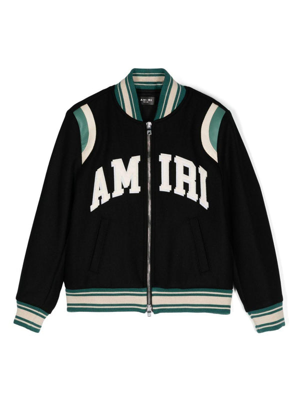 Bomber per bambino Amiri Kids nero con applicazione frontale con logo – Accessorio premium elegante