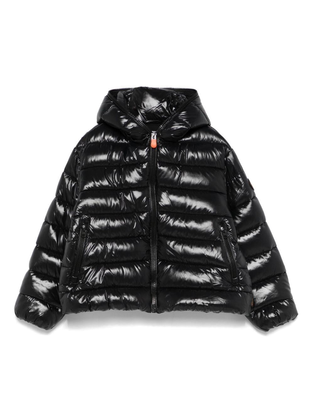 Giubbino per bambina Save The Duck Kids Imara nero con finitura lucida – Accessorio premium elegante