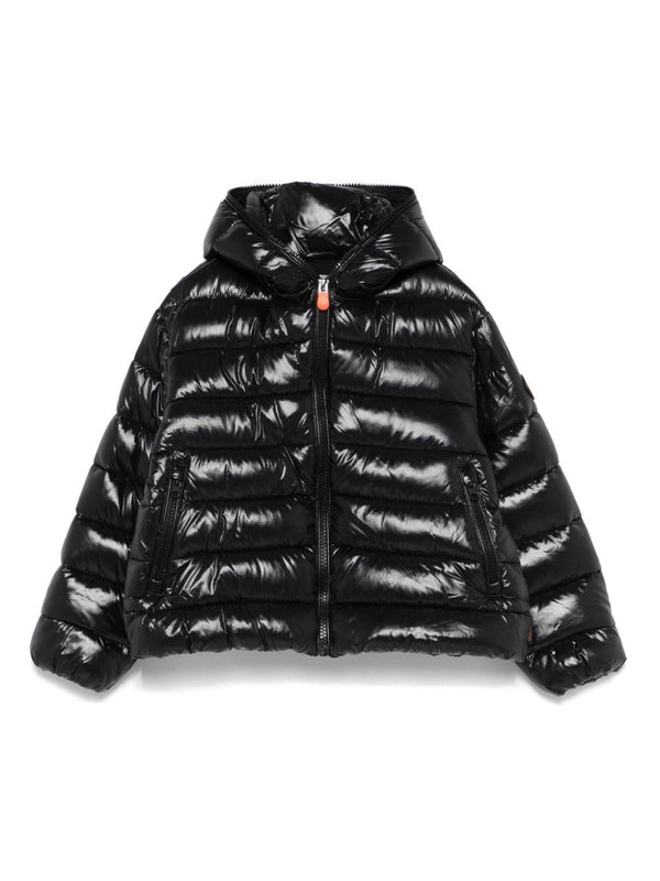 Giubbino per bambina Save The Duck Kids Imara nero con finitura lucida – Accessorio premium elegante