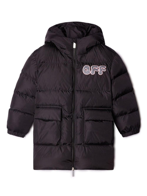 Piumino Arrow per bambina Off-White Kids nero con cappuccio – Accessorio premium elegante