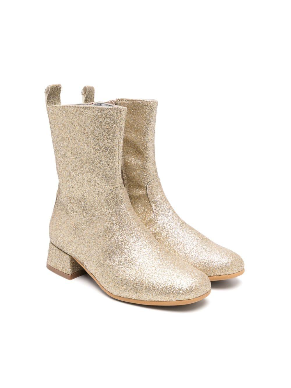 Stivaletti con glitter per bambina Monnalisa oro con soletta con logo – Accessorio premium elegante