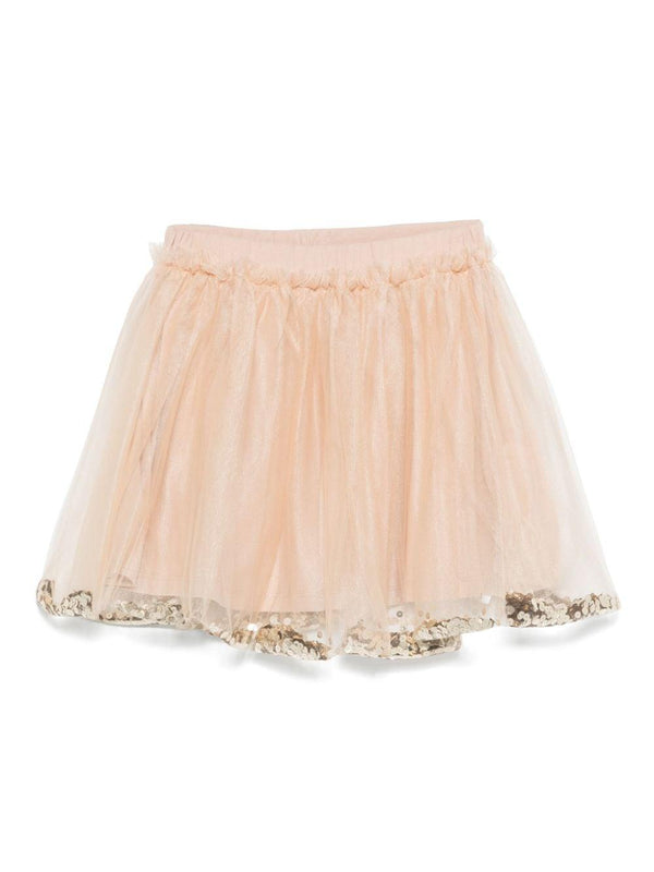 Gonna midi per bambina Douuod Kids beige con paillettes – Accessorio premium elegante