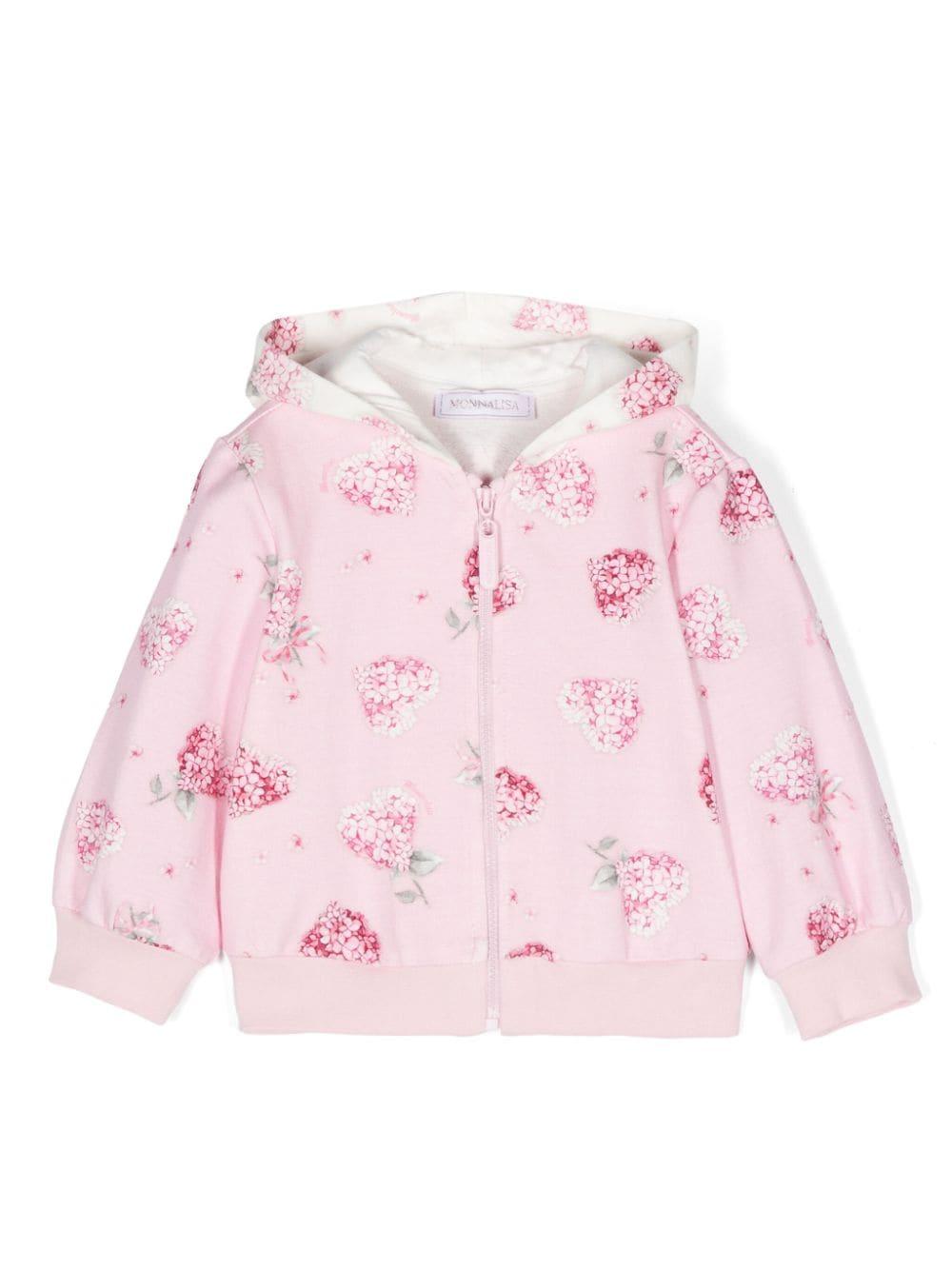 Felpa con cappuccio per neonata Monnalisa rosa con cotone elasticizzato – Accessorio premium elegante