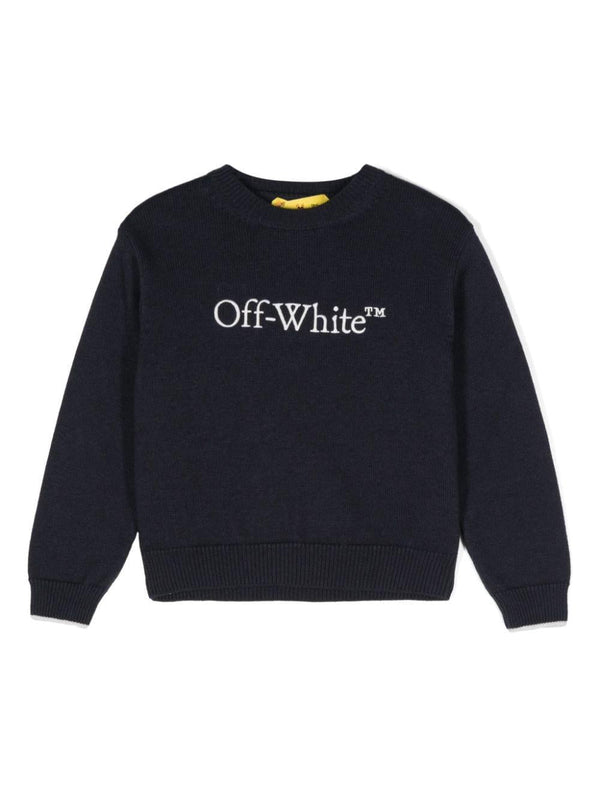Maglione con ricamo per bambino Off-White Kids blu con design senza fodera – Accessorio premium elegante