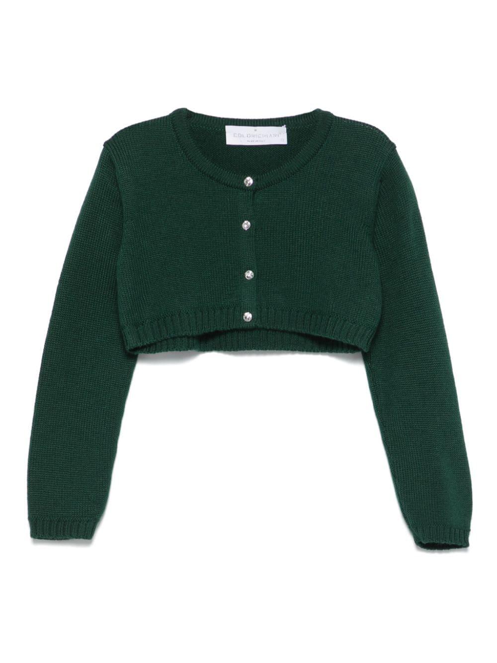 Cardigan crop per neonata Colorichiari verde con design lavorato a maglia – Accessorio premium elegante