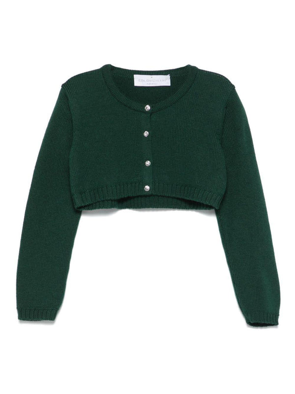 Cardigan crop per neonata Colorichiari verde con design lavorato a maglia – Accessorio premium elegante