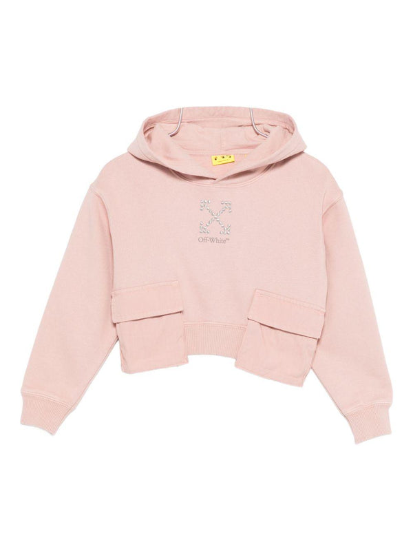 Felpa per bambina Off-White Kids rosa con cappuccio e stampa con logo – Accessorio premium elegante